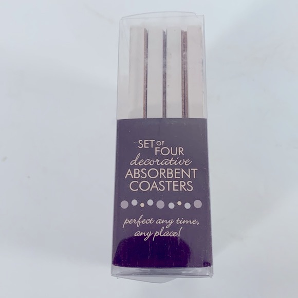 Occasions NIB Faux Marble Style Stoneware Set of 4 Cork Backing Drink Coasters - Picture 4 of 7